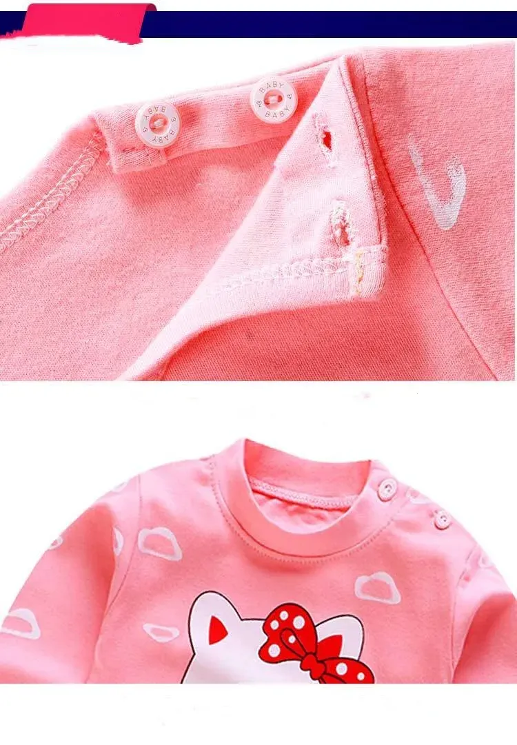Winter Spring Baby Girl Pajama Set Cotton Cartoon Casual Sleepwear 0-5 Years, Newborn Toddler Loungewear 2-Piece Outfit showcase 7