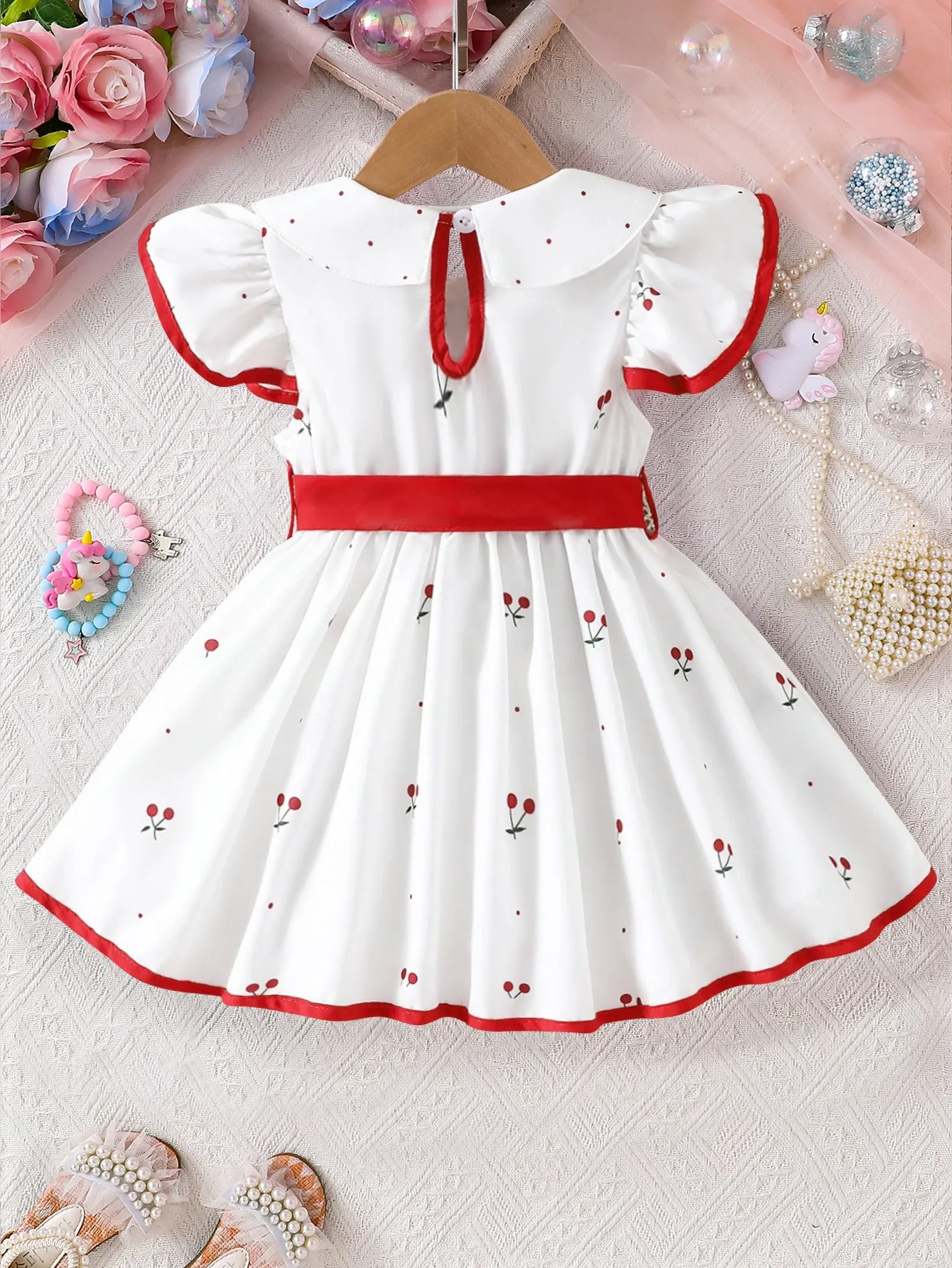 2025 Summer Baby Girls Floral Print Princess Dress - Cool Short Sleeve Breathable Outfit for Infants 0-3 Years thumbnail 1