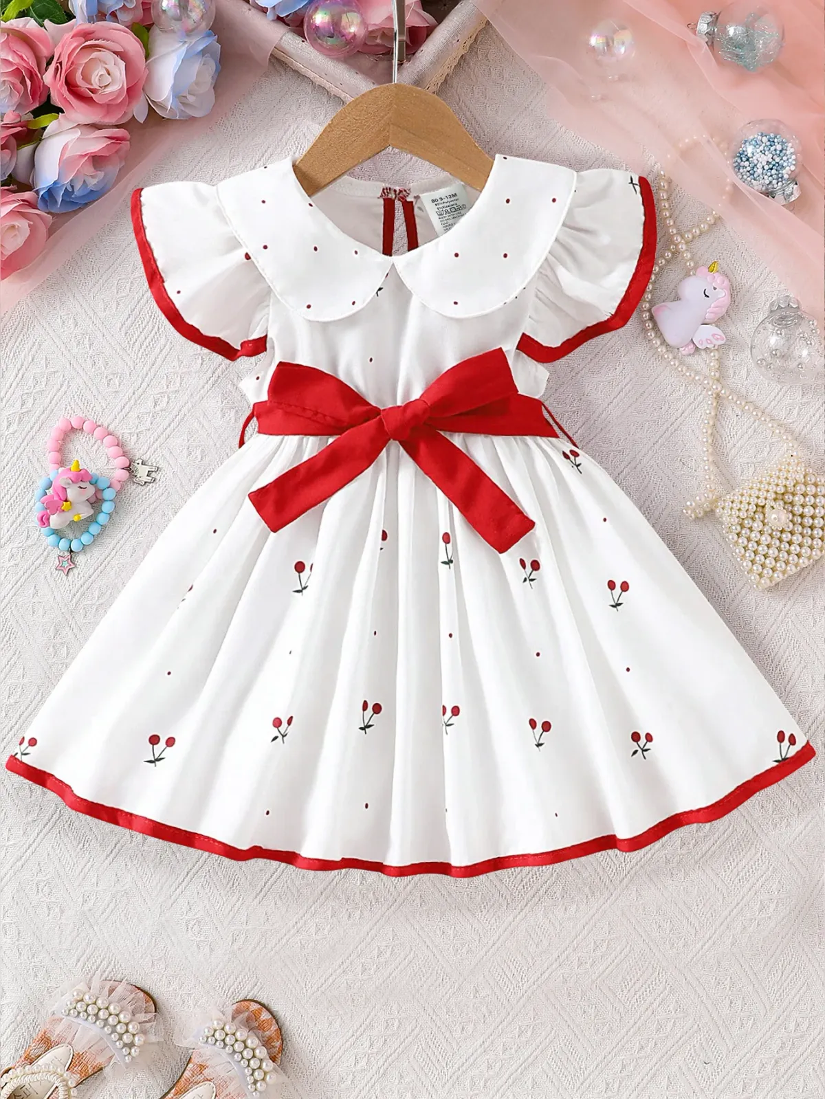 2025 Summer Baby Girls Floral Print Princess Dress - Cool Short Sleeve Breathable Outfit for Infants 0-3 Years showcase 1