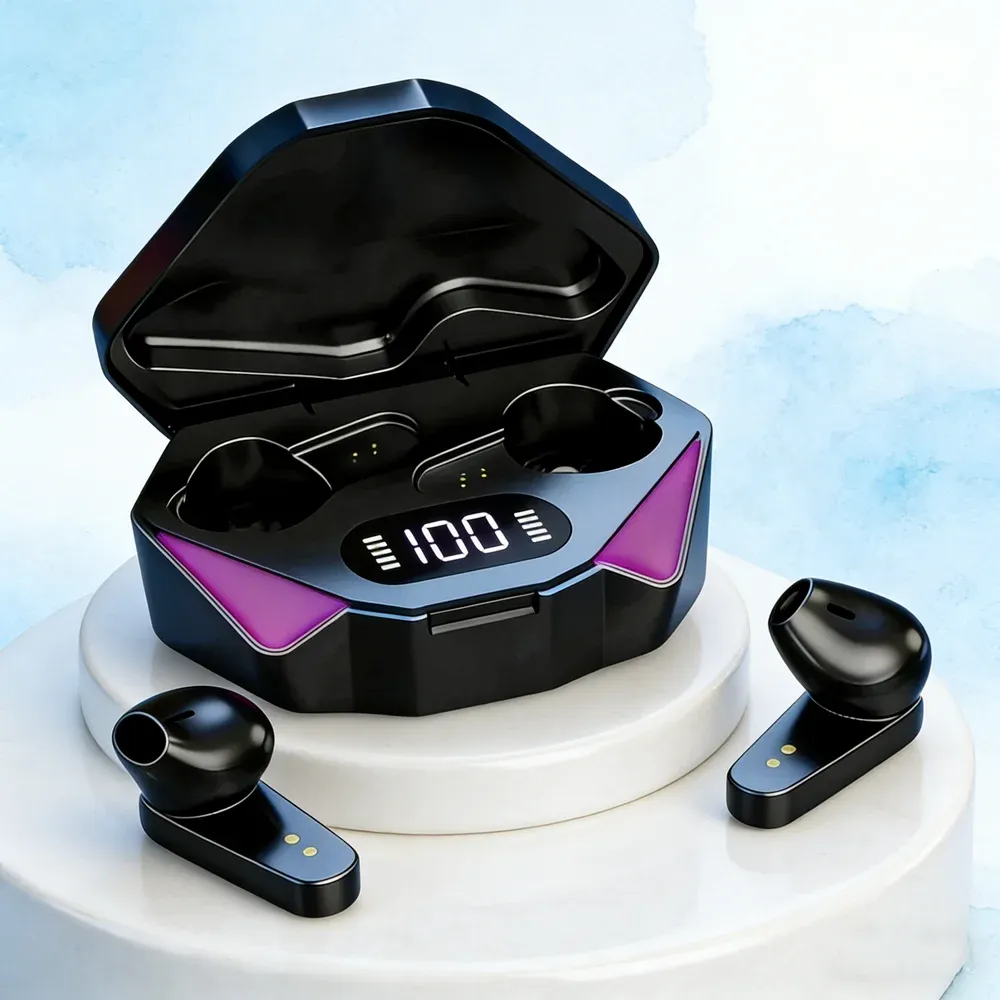 TWS Bluetooth 5.3 Wireless Earphones for Gamers, Low Latency 65ms Gaming Earbuds with Mic, Noise Cancelling Fone Headset for Mobile Phones