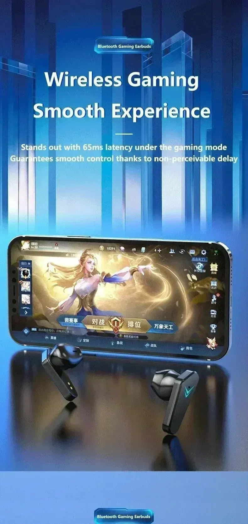 TWS Bluetooth 5.3 Wireless Earphones for Gamers, Low Latency 65ms Gaming Earbuds with Mic, Noise Cancelling Fone Headset for Mobile Phones showcase 7