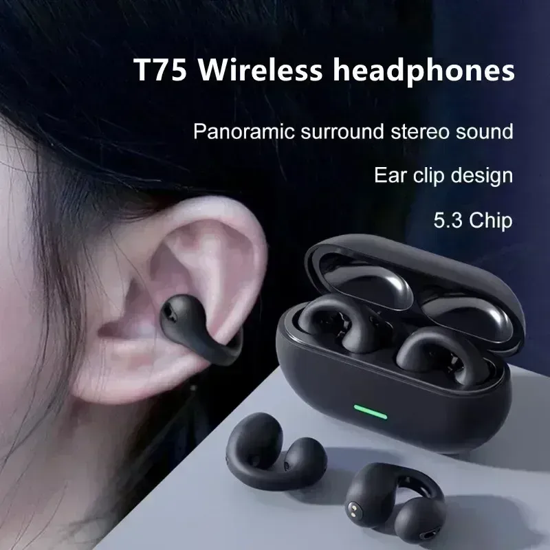 T75 Bone Conduction Wireless Bluetooth 5.3 Headphones, HiFi Sound Quality Waterproof TWS Sports Earphones for Running, Cycling, and Outdoor Activities showcase 1