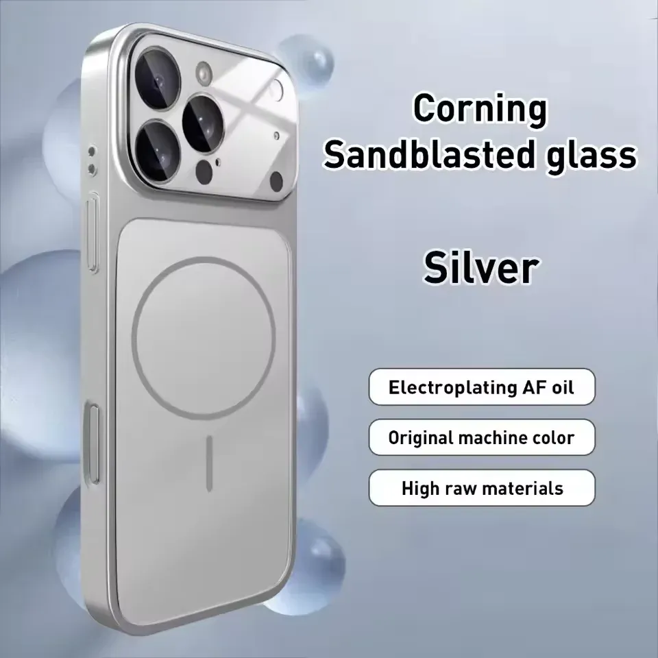 Original AG Frosted Glass Magsafe Case for iPhone 17 16 15 14 Plus 13 Pro Max - Magnetic Wireless Charging Armor Cover showcase 10
