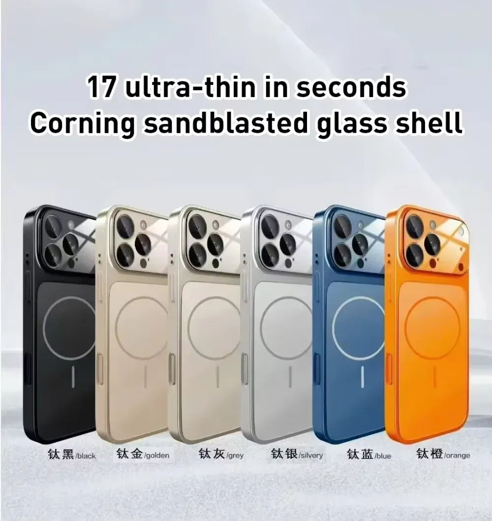 Original AG Frosted Glass Magsafe Case for iPhone 17 16 15 14 Plus 13 Pro Max - Magnetic Wireless Charging Armor Cover showcase 6