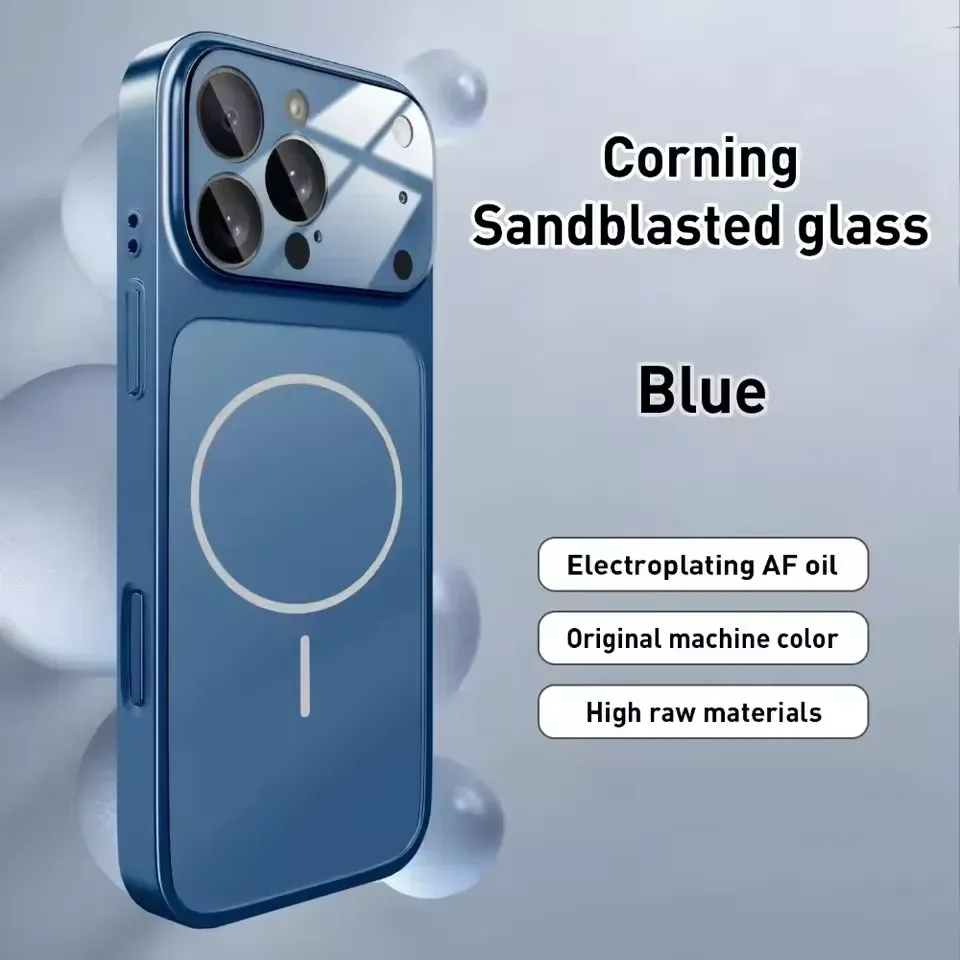Original AG Frosted Glass Magsafe Case for iPhone 17 16 15 14 Plus 13 Pro Max - Magnetic Wireless Charging Armor Cover showcase 12