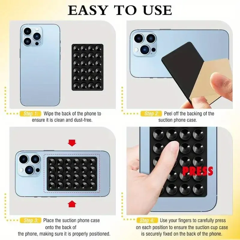 Multifunctional Silicone Suction Phone Holder Mat, Universal Anti-Slip Stand for Walls & Surfaces, Secure Case Mount Sticker for Hands-Free Use thumbnail 5