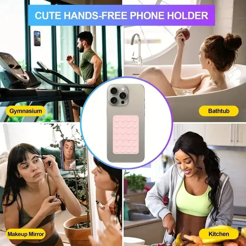 Multifunctional Silicone Suction Phone Holder Mat, Universal Anti-Slip Stand for Walls & Surfaces, Secure Case Mount Sticker for Hands-Free Use thumbnail 6