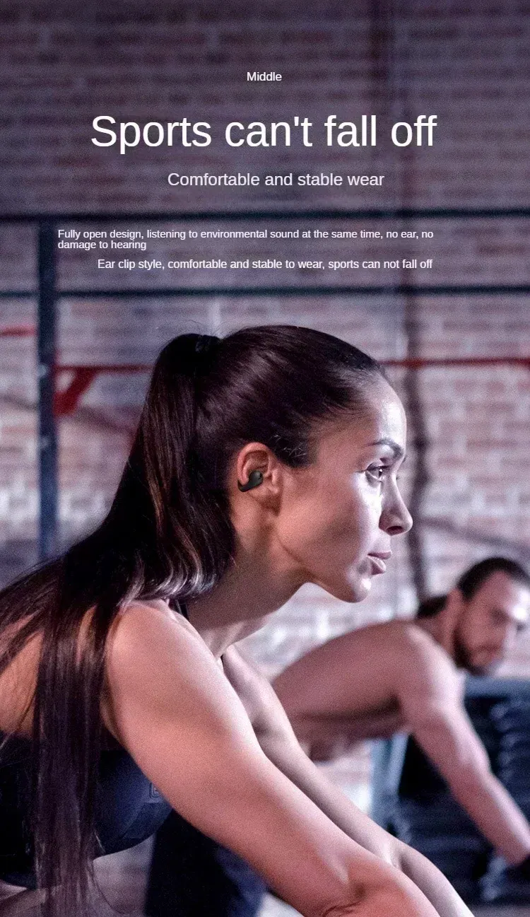 TWS Bluetooth 5.3 Wireless Earphones with Noise Canceling HD Call, Air Conduction Clip-On Design for Sports, Gaming & Music - Low Latency Dual Mode showcase 5