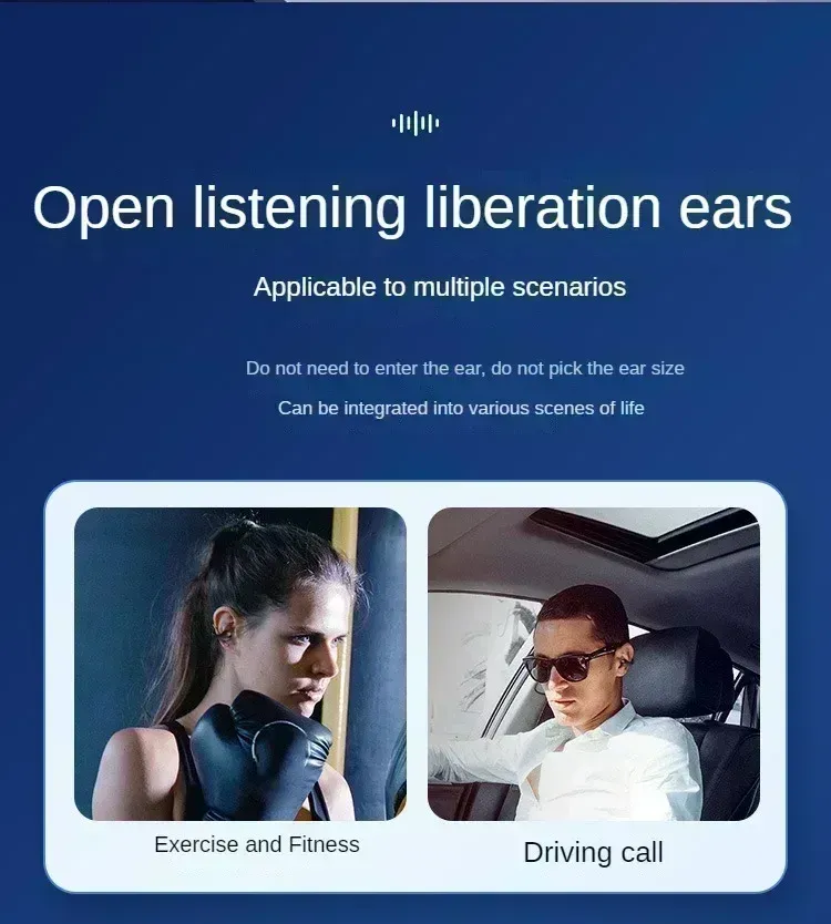 TWS Bluetooth 5.3 Wireless Earphones with Noise Canceling HD Call, Air Conduction Clip-On Design for Sports, Gaming & Music - Low Latency Dual Mode showcase 15