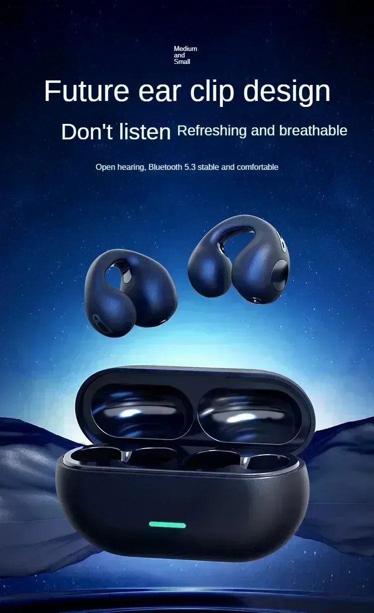 TWS Bluetooth 5.3 Wireless Earphones with Noise Canceling HD Call, Air Conduction Clip-On Design for Sports, Gaming & Music - Low Latency Dual Mode showcase 2
