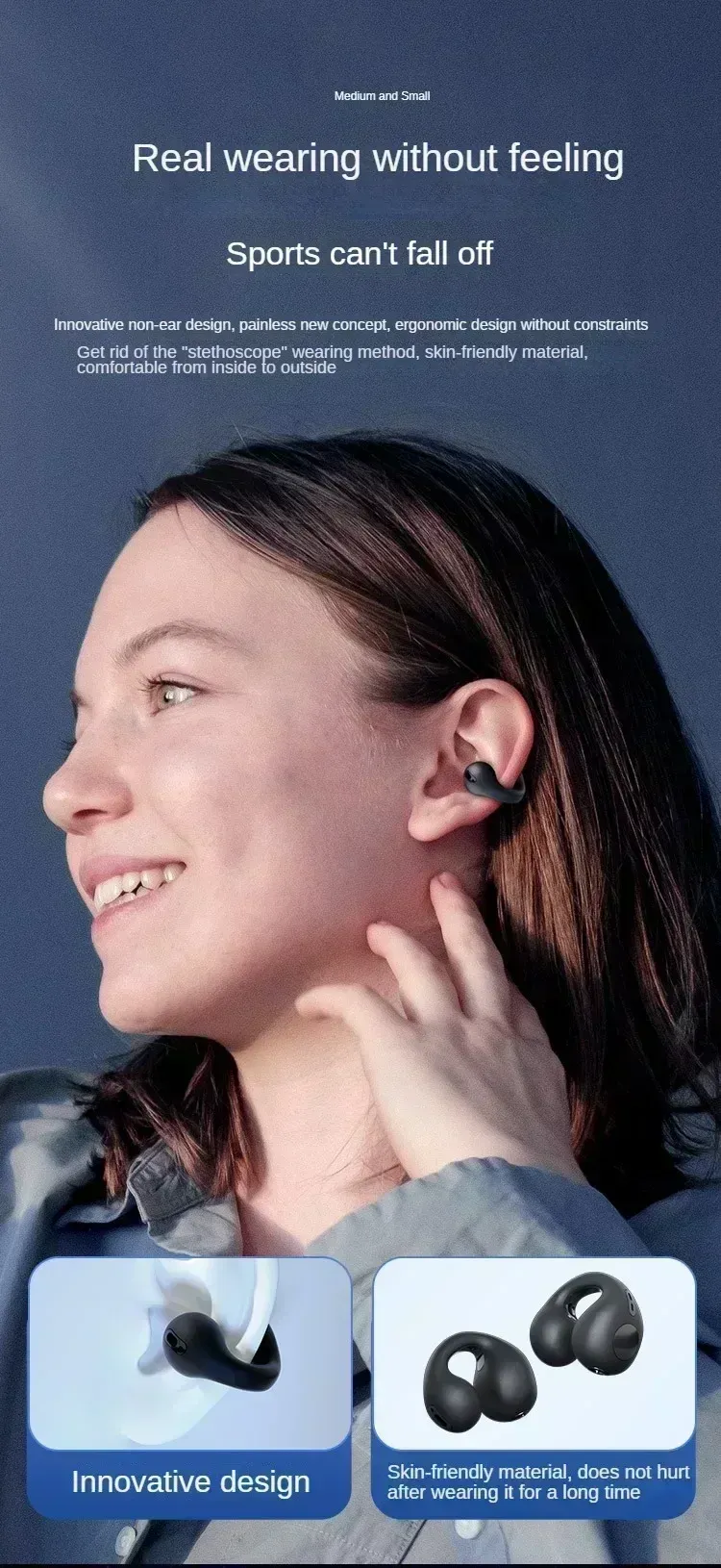 TWS Bluetooth 5.3 Wireless Earphones with Noise Canceling HD Call, Air Conduction Clip-On Design for Sports, Gaming & Music - Low Latency Dual Mode showcase 1