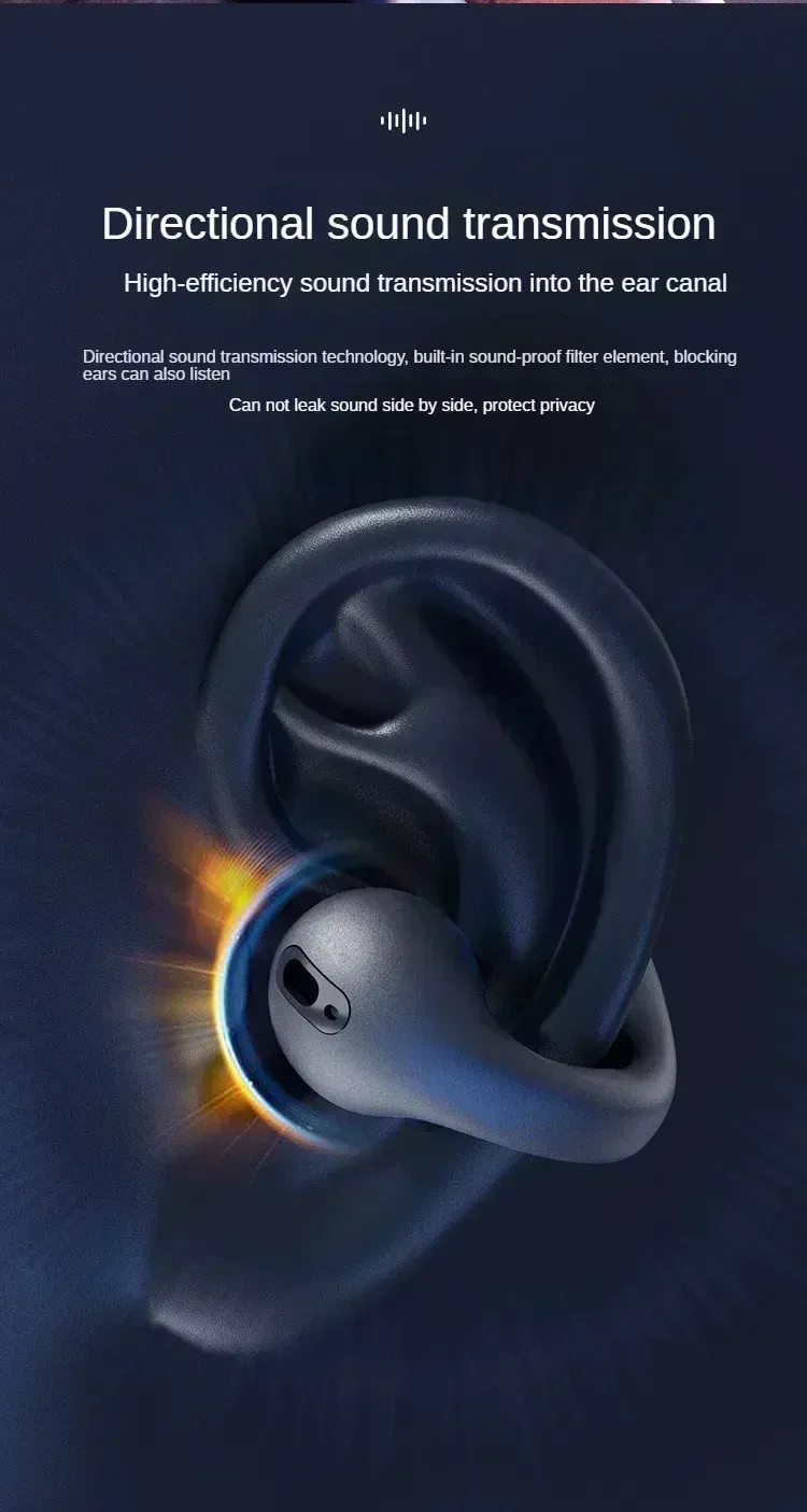 TWS Bluetooth 5.3 Wireless Earphones with Noise Canceling HD Call, Air Conduction Clip-On Design for Sports, Gaming & Music - Low Latency Dual Mode showcase 6