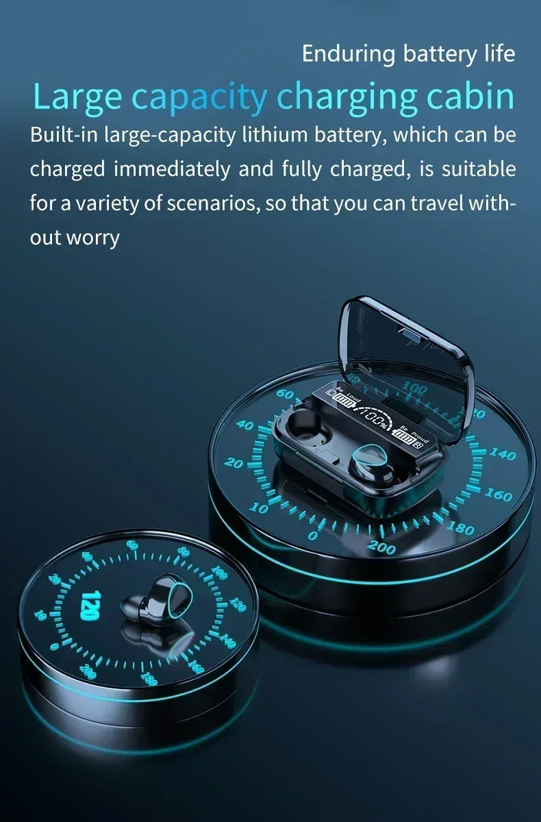Original M10 Bluetooth 5.1 Wireless Earbuds - True Wireless Stereo Sports Headphones with Active Noise Canceling, Built-in Mic, and Charging Case for iPhone Android showcase 5