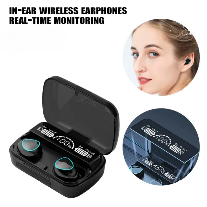 Original M10 Bluetooth 5.1 Wireless Earbuds - True Wireless Stereo Sports Headphones with Active Noise Canceling, Built-in Mic, and Charging Case for iPhone Android thumbnail 2