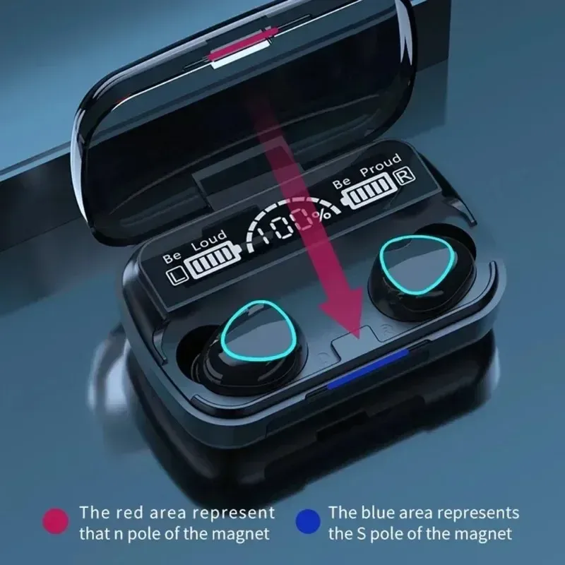 Original M10 Bluetooth 5.1 Wireless Earbuds - True Wireless Stereo Sports Headphones with Active Noise Canceling, Built-in Mic, and Charging Case for iPhone Android thumbnail 4