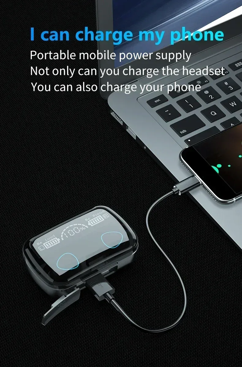Original M10 Bluetooth 5.1 Wireless Earbuds - True Wireless Stereo Sports Headphones with Active Noise Canceling, Built-in Mic, and Charging Case for iPhone Android showcase 6