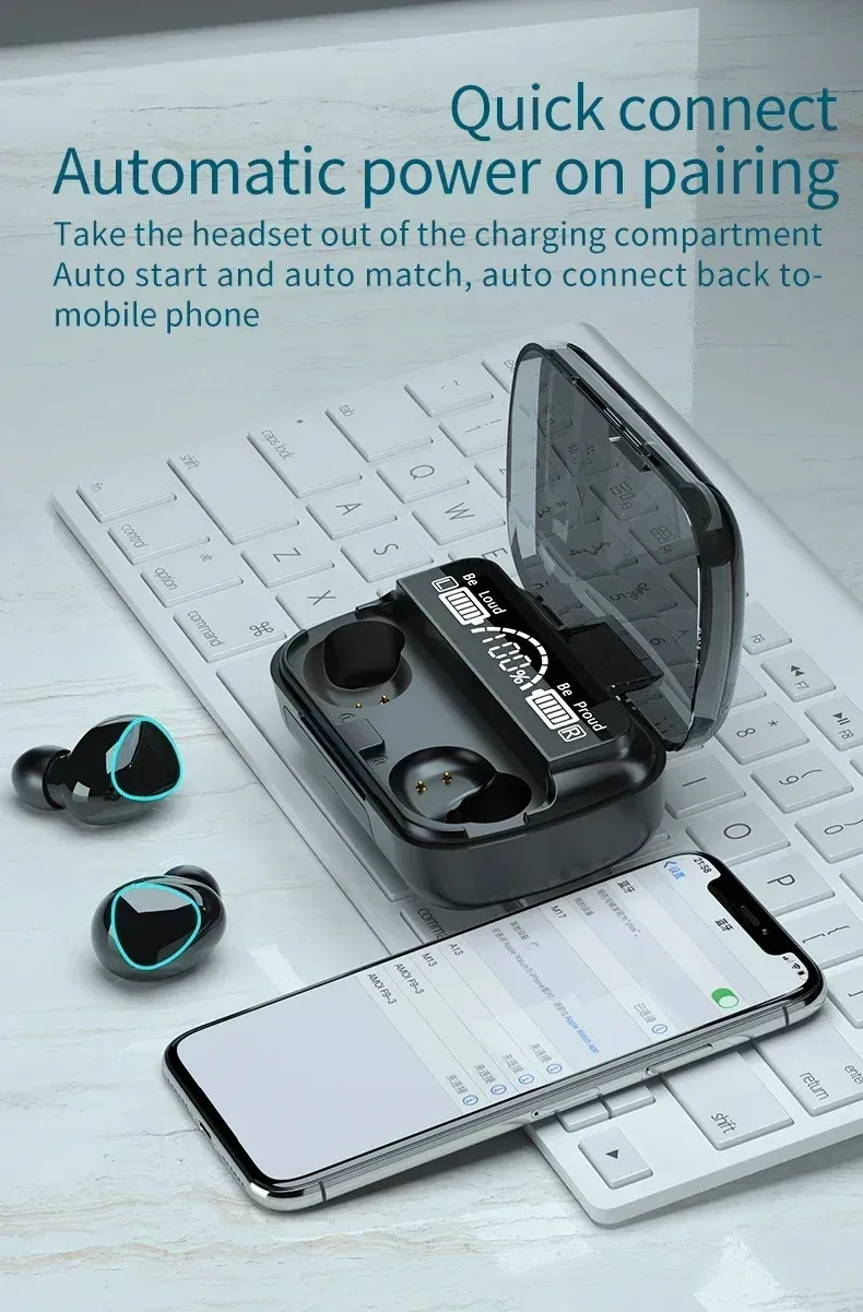 Original M10 Bluetooth 5.1 Wireless Earbuds - True Wireless Stereo Sports Headphones with Active Noise Canceling, Built-in Mic, and Charging Case for iPhone Android showcase 3