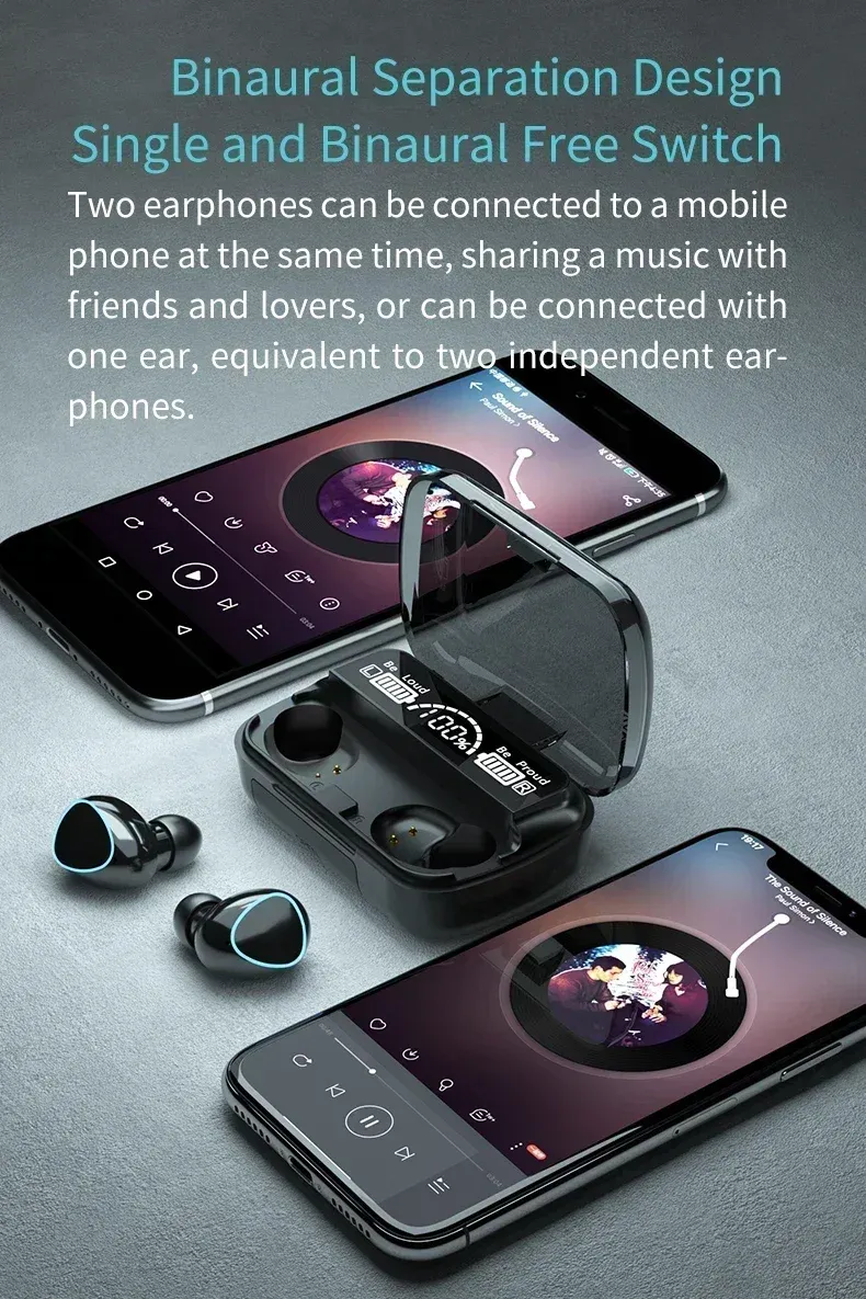 Original M10 Bluetooth 5.1 Wireless Earbuds - True Wireless Stereo Sports Headphones with Active Noise Canceling, Built-in Mic, and Charging Case for iPhone Android showcase 11