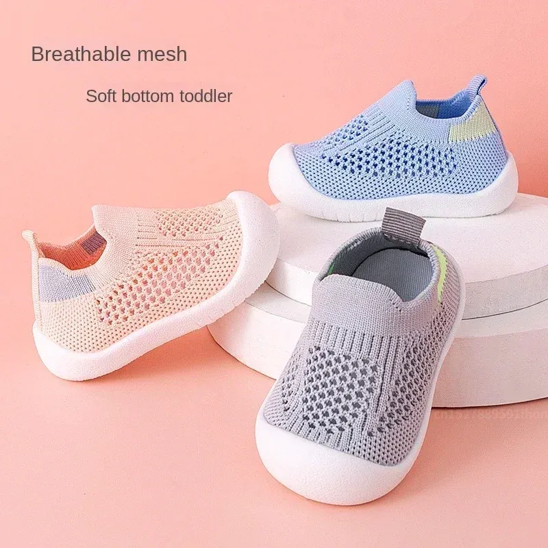 Breathable Knitted Toddler Sneakers for Spring/Summer, Slip-on Casual Tennis Shoes for Boys & Girls, Soft Non-slip School Shoes