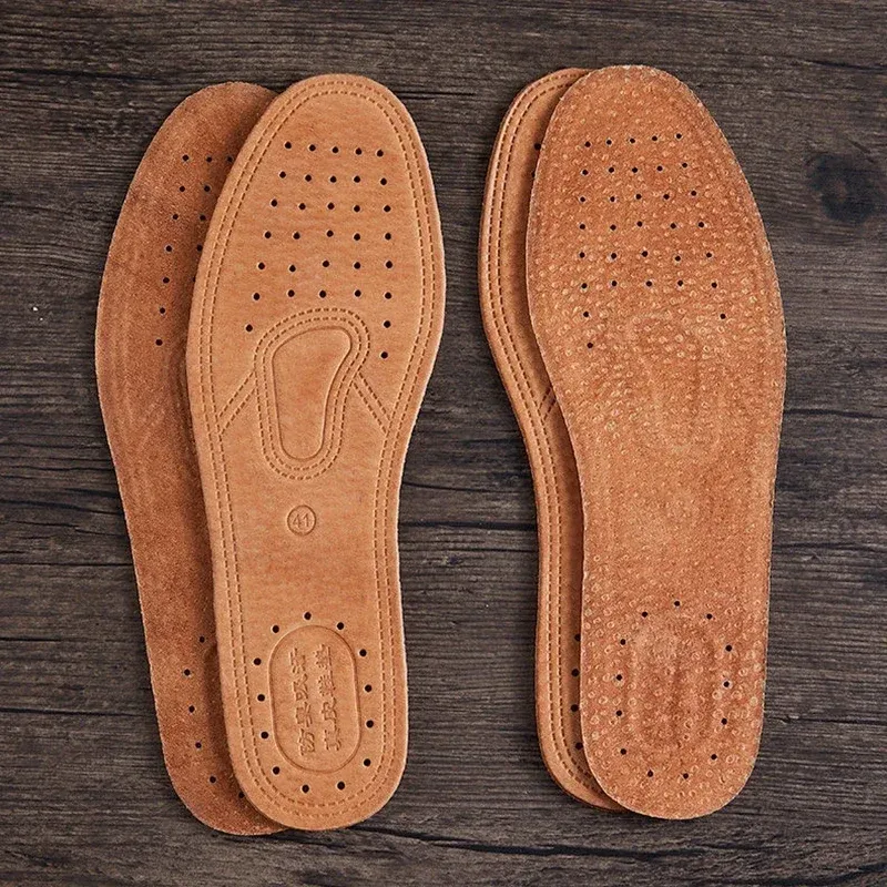 Genuine Cowhide Leather Insoles for Men - Comfortable, Breathable, Deodorant Shoe Inserts for Casual Flats & Dress Shoes - EU 36-45 thumbnail 1