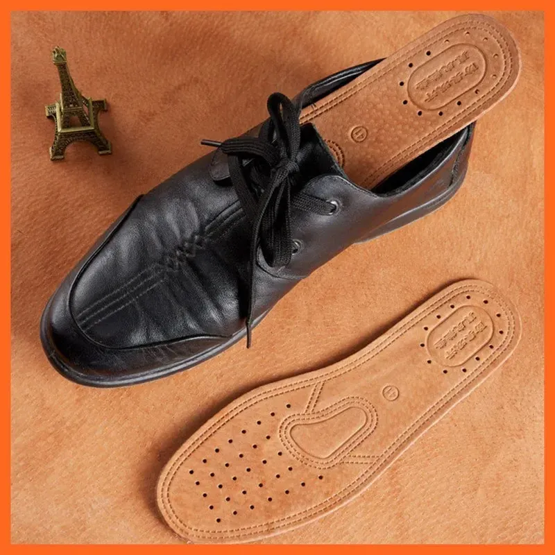 Genuine Cowhide Leather Insoles for Men - Comfortable, Breathable, Deodorant Shoe Inserts for Casual Flats & Dress Shoes - EU 36-45 thumbnail 3