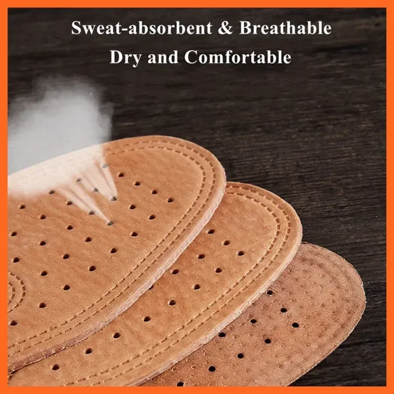 Genuine Cowhide Leather Insoles for Men - Comfortable, Breathable, Deodorant Shoe Inserts for Casual Flats & Dress Shoes - EU 36-45 thumbnail 6