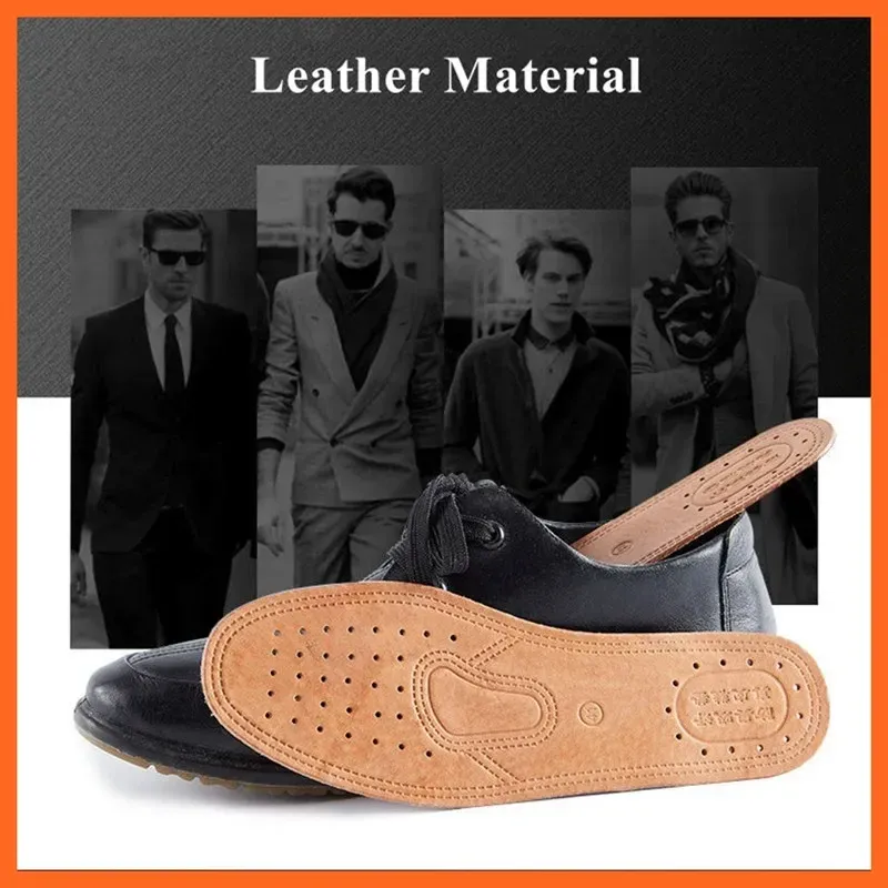 Genuine Cowhide Leather Insoles for Men - Comfortable, Breathable, Deodorant Shoe Inserts for Casual Flats & Dress Shoes - EU 36-45 thumbnail 4