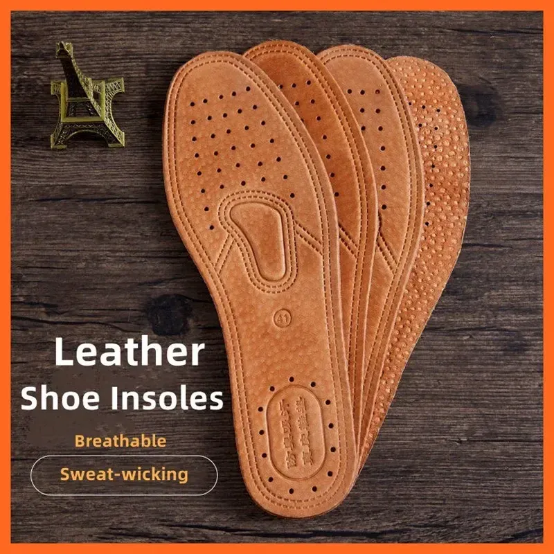 Genuine Cowhide Leather Insoles for Men - Comfortable, Breathable, Deodorant Shoe Inserts for Casual Flats & Dress Shoes - EU 36-45 thumbnail 2