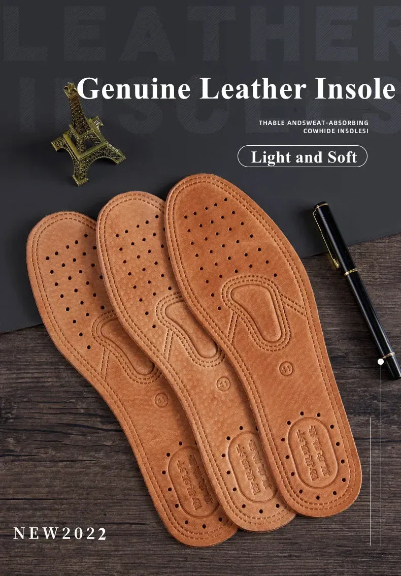 Genuine Cowhide Leather Insoles for Men - Comfortable, Breathable, Deodorant Shoe Inserts for Casual Flats & Dress Shoes - EU 36-45 showcase 2