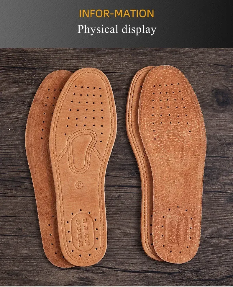Genuine Cowhide Leather Insoles for Men - Comfortable, Breathable, Deodorant Shoe Inserts for Casual Flats & Dress Shoes - EU 36-45 showcase 6