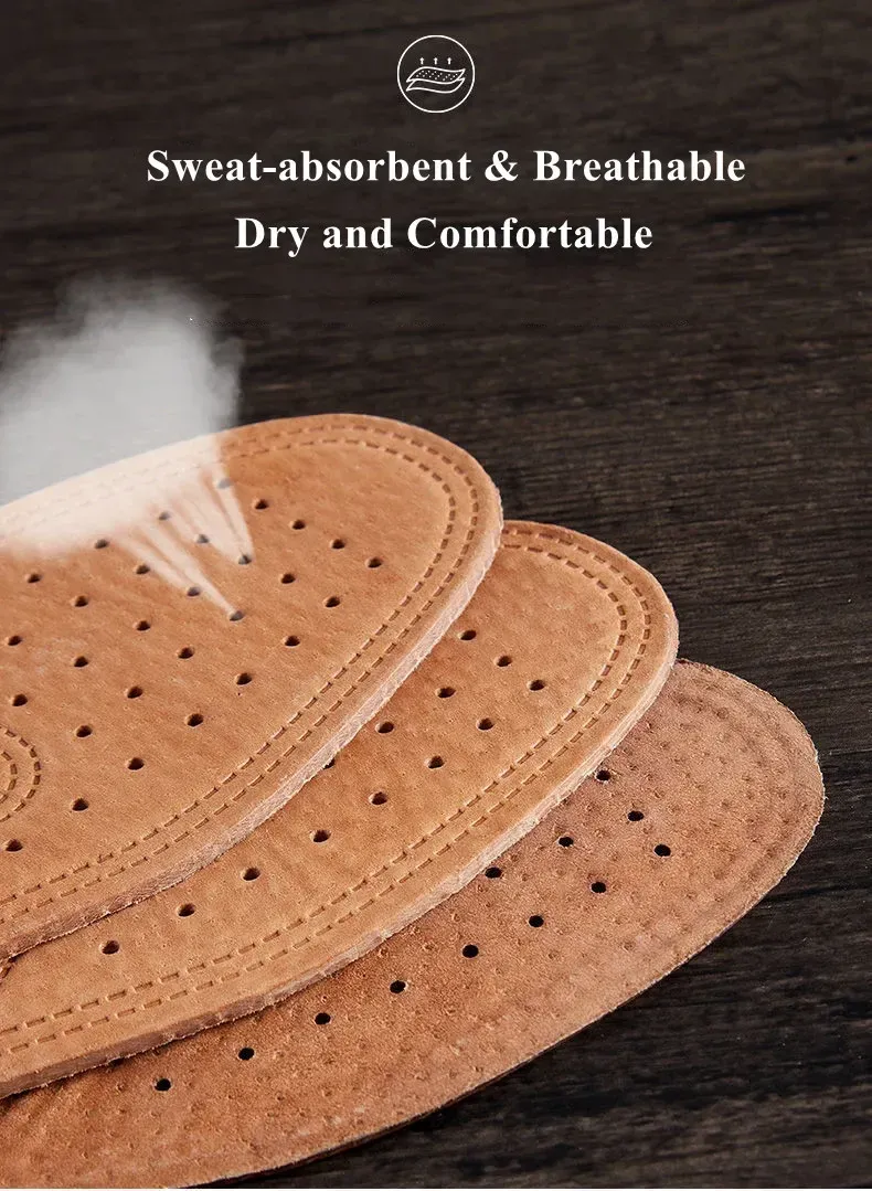 Genuine Cowhide Leather Insoles for Men - Comfortable, Breathable, Deodorant Shoe Inserts for Casual Flats & Dress Shoes - EU 36-45 showcase 4