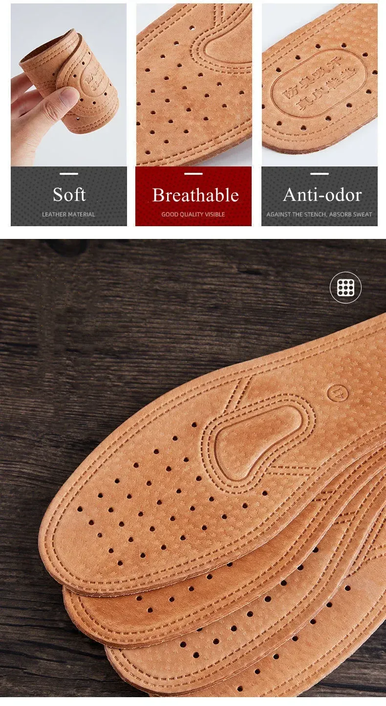Genuine Cowhide Leather Insoles for Men - Comfortable, Breathable, Deodorant Shoe Inserts for Casual Flats & Dress Shoes - EU 36-45 showcase 8