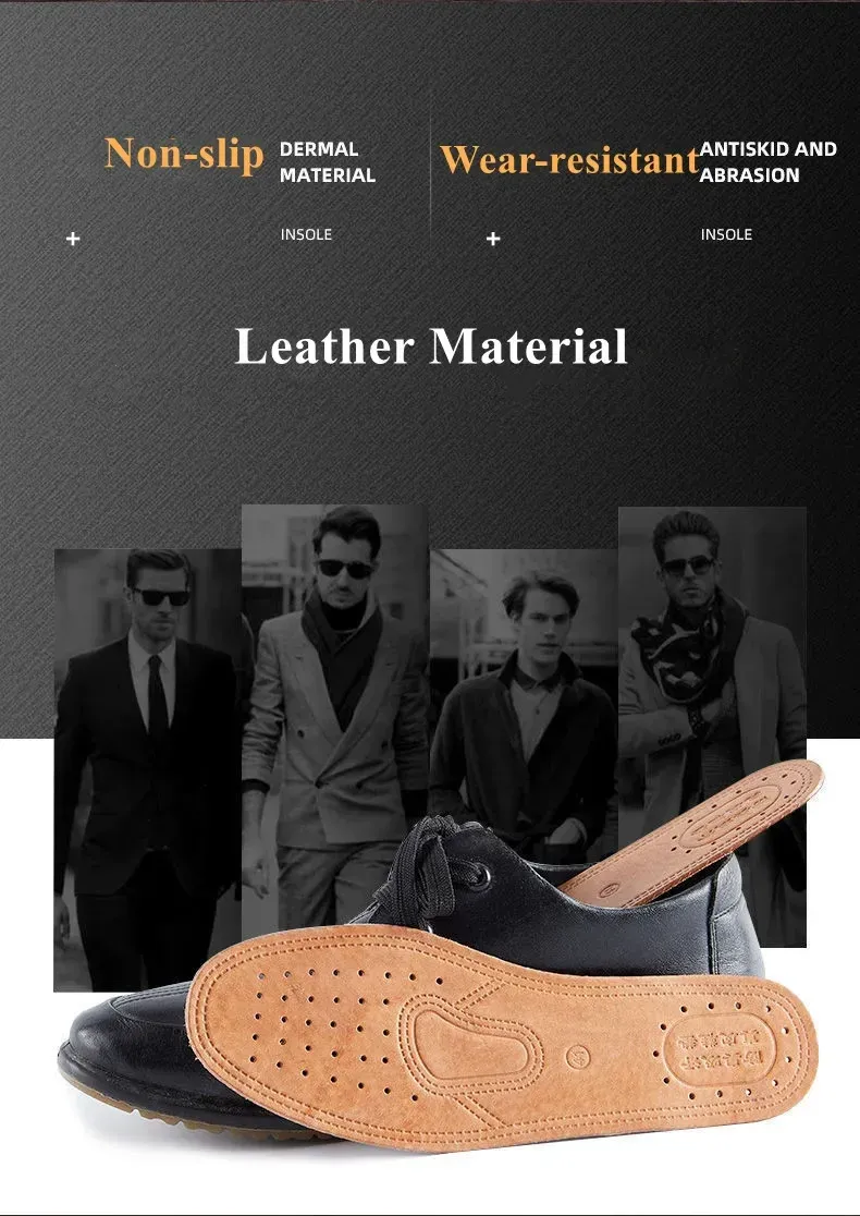 Genuine Cowhide Leather Insoles for Men - Comfortable, Breathable, Deodorant Shoe Inserts for Casual Flats & Dress Shoes - EU 36-45 showcase 3