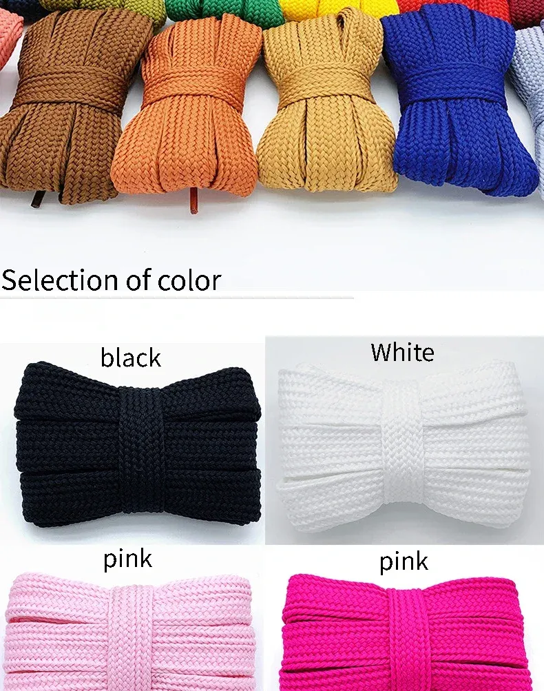 Fashion Flat Shoelaces for Men & Women Sneakers, Casual Shoes - 2cm Wide, 18 Colors, 100-160cm Length - Durable Polyester Laces showcase 6