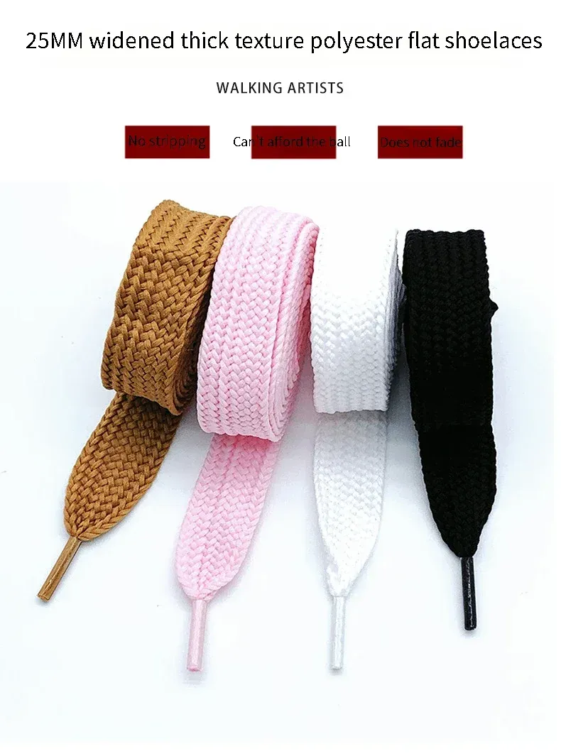Fashion Flat Shoelaces for Men & Women Sneakers, Casual Shoes - 2cm Wide, 18 Colors, 100-160cm Length - Durable Polyester Laces showcase 2