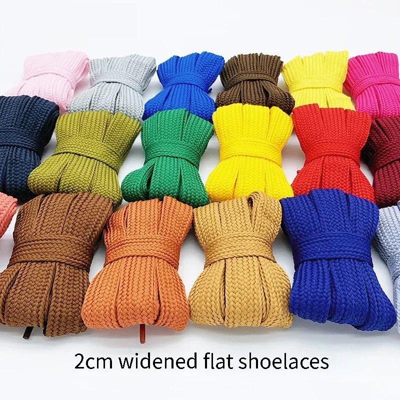 Fashion Flat Shoelaces for Men & Women Sneakers, Casual Shoes - 2cm Wide, 18 Colors, 100-160cm Length - Durable Polyester Laces showcase 1