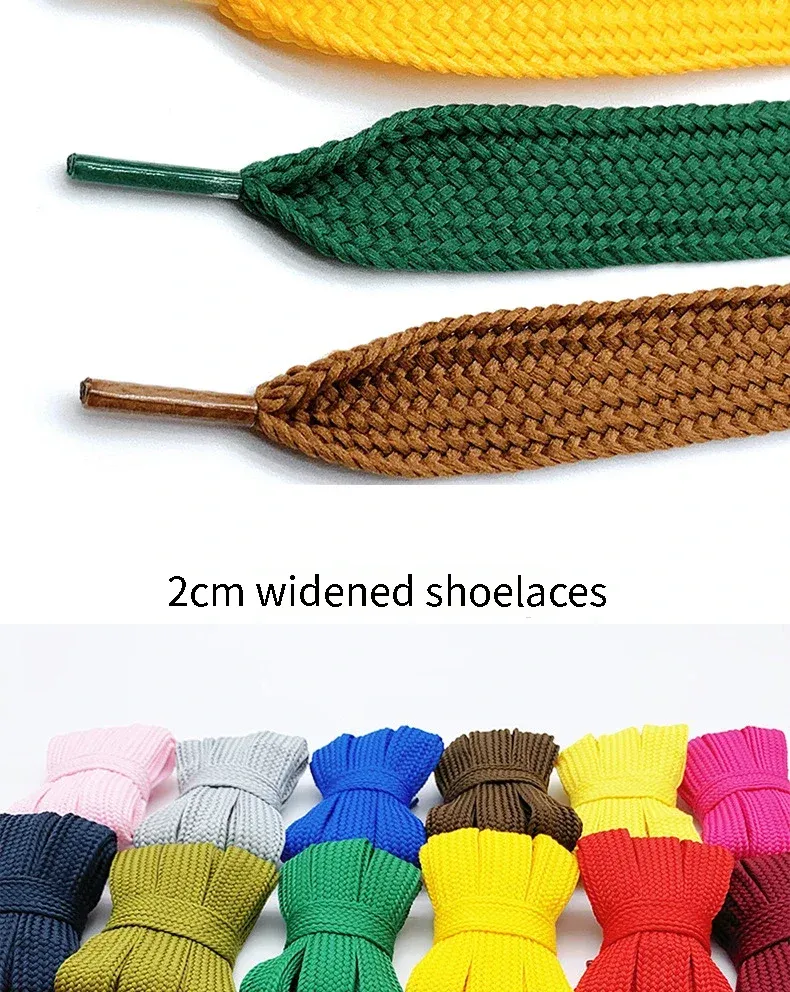 Fashion Flat Shoelaces for Men & Women Sneakers, Casual Shoes - 2cm Wide, 18 Colors, 100-160cm Length - Durable Polyester Laces showcase 5