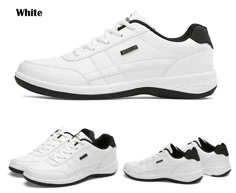 Men's Waterproof Leather Walking Sneakers - Spring/Autumn Leisure Sports Shoes for Men, Non-Slip Tennis Footwear showcase 14