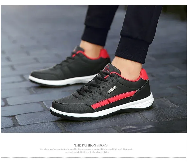 Men's Waterproof Leather Walking Sneakers - Spring/Autumn Leisure Sports Shoes for Men, Non-Slip Tennis Footwear showcase 9