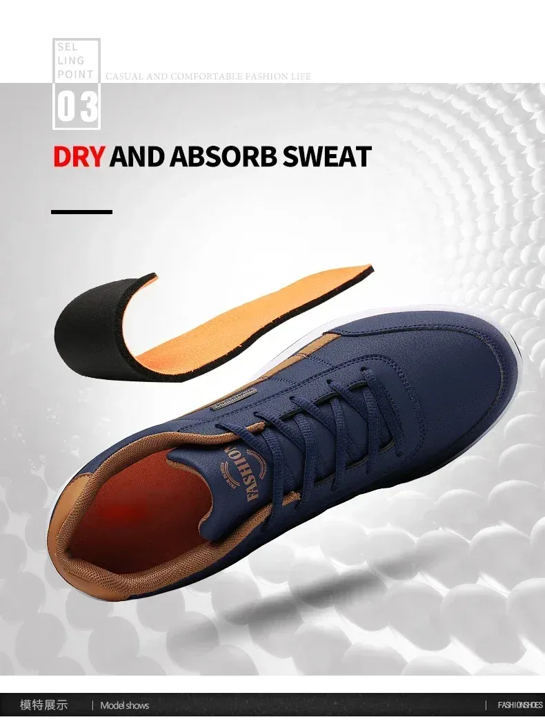 Men's Waterproof Leather Walking Sneakers - Spring/Autumn Leisure Sports Shoes for Men, Non-Slip Tennis Footwear showcase 5