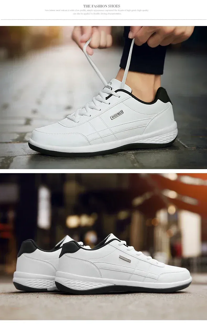 Men's Waterproof Leather Walking Sneakers - Spring/Autumn Leisure Sports Shoes for Men, Non-Slip Tennis Footwear showcase 11