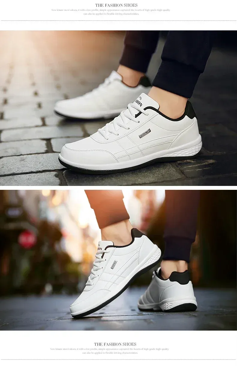 Men's Waterproof Leather Walking Sneakers - Spring/Autumn Leisure Sports Shoes for Men, Non-Slip Tennis Footwear showcase 12