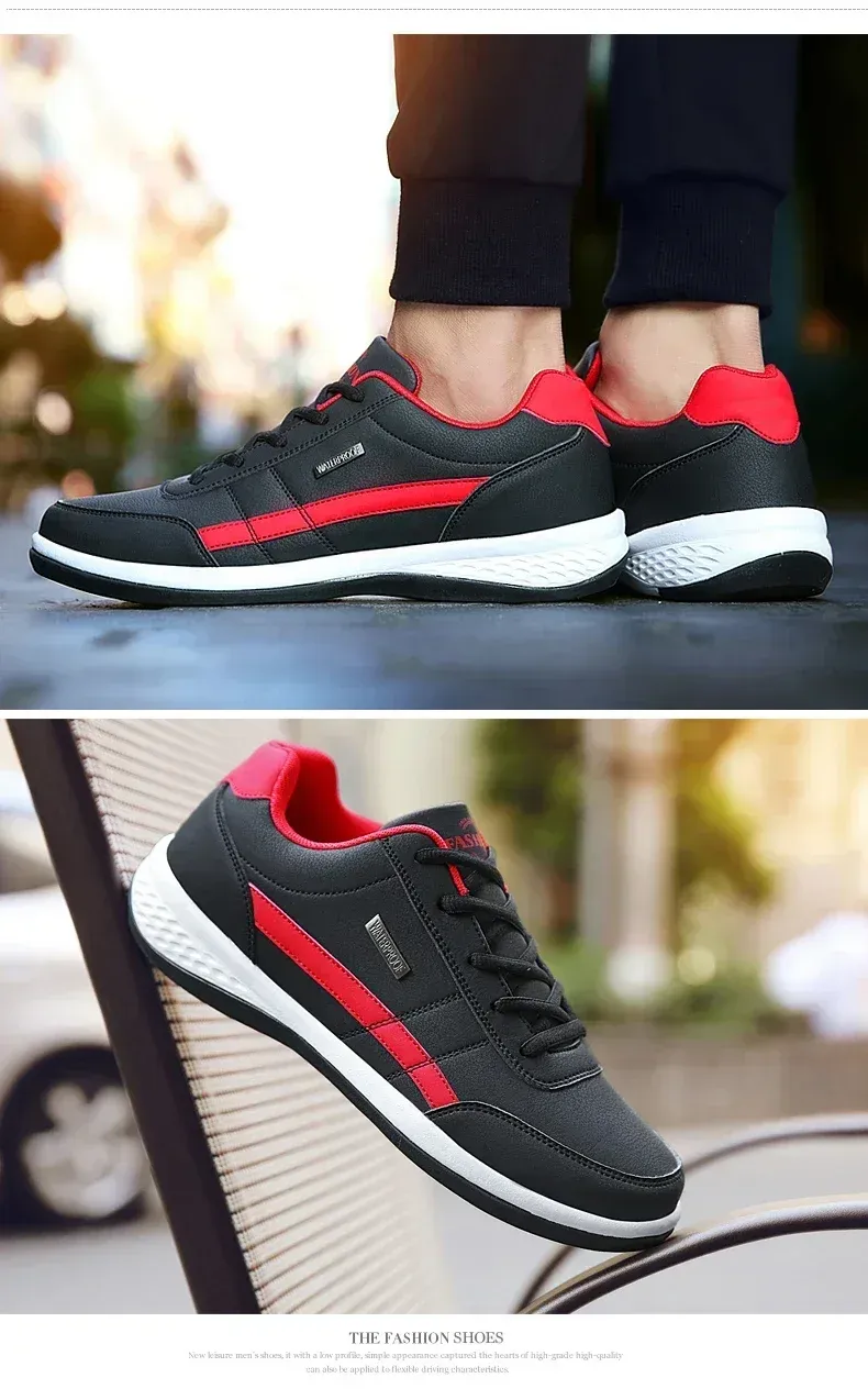 Men's Waterproof Leather Walking Sneakers - Spring/Autumn Leisure Sports Shoes for Men, Non-Slip Tennis Footwear showcase 8