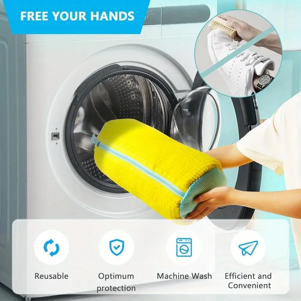 Durable Shoe Washing Machine Laundry Bag with Zipper - Protects All Shoe Types, Ideal for Sneakers & Casual Shoes, Eco-Friendly Polyester thumbnail 2