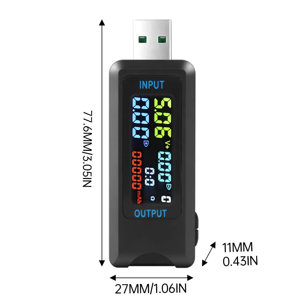 10-in-1 USB Fast Charging Tester Voltmeter Ammeter 4.5-36V 0-8A Power Bank Charger Indicator with IPS LCD Screen for QC PD showcase 2