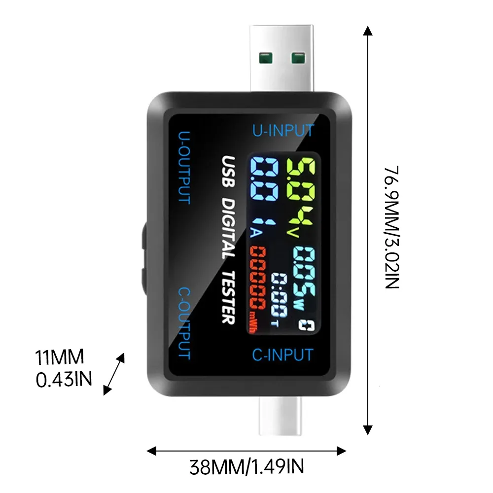 10-in-1 USB Fast Charging Tester Voltmeter Ammeter 4.5-36V 0-8A Power Bank Charger Indicator with IPS LCD Screen for QC PD showcase 3