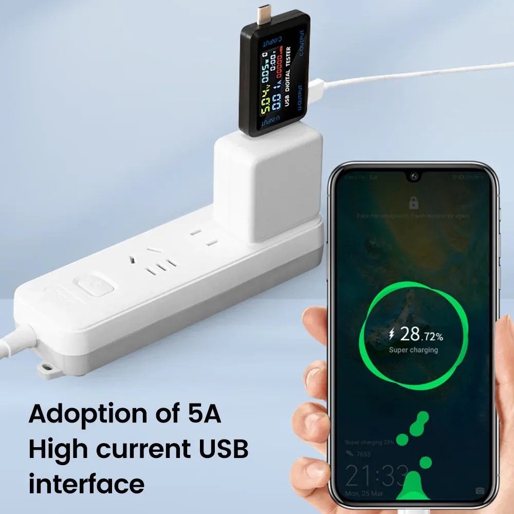 10-in-1 USB Fast Charging Tester Voltmeter Ammeter 4.5-36V 0-8A Power Bank Charger Indicator with IPS LCD Screen for QC PD showcase 6