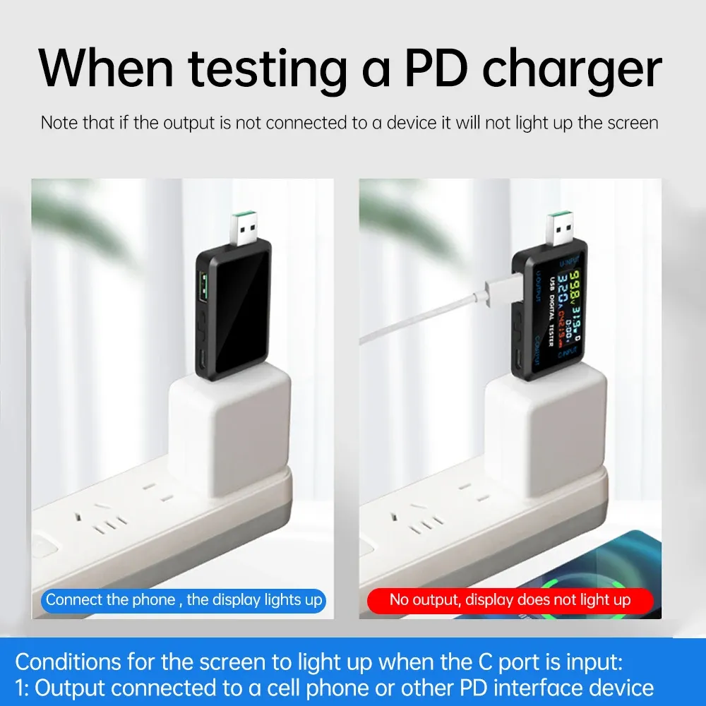 10-in-1 USB Fast Charging Tester Voltmeter Ammeter 4.5-36V 0-8A Power Bank Charger Indicator with IPS LCD Screen for QC PD thumbnail 4