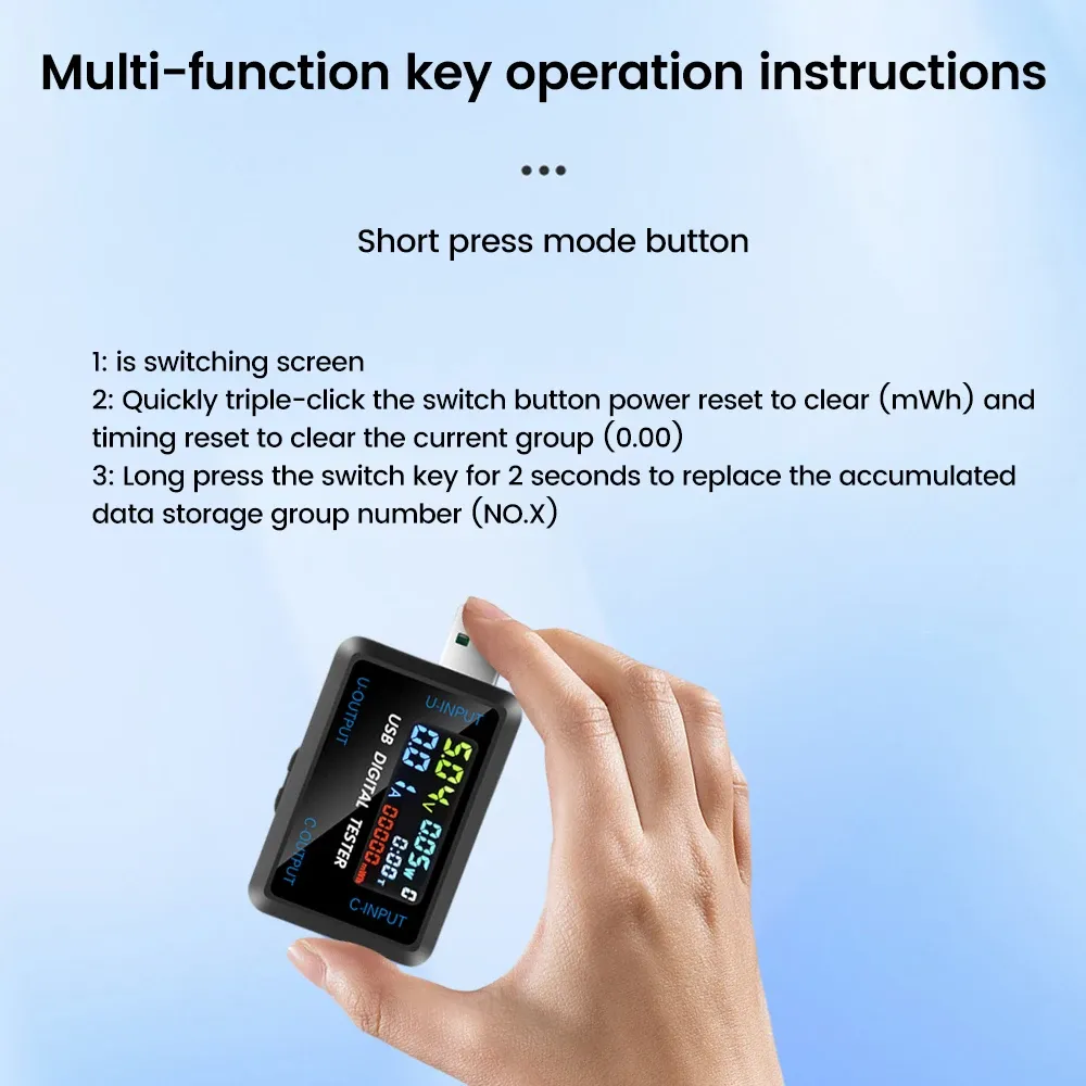 10-in-1 USB Fast Charging Tester Voltmeter Ammeter 4.5-36V 0-8A Power Bank Charger Indicator with IPS LCD Screen for QC PD showcase 11