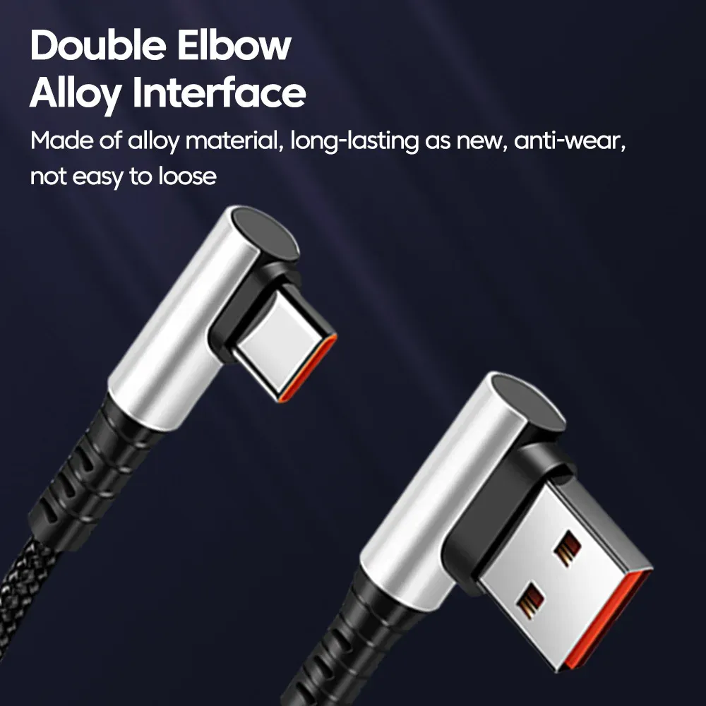 6A Fast Charging USB-C to USB-C Cable 0.25M/0.5M, 90 Degree Elbow, Data Sync Cord for iPhone 15, iPad, Power Banks, Supports PD Quick Charge thumbnail 5
